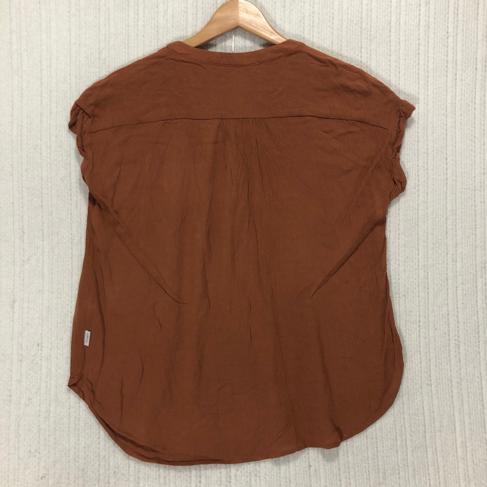 Orvis Short Sleeve Button Front V Neck Blouse Rust Orange‎ Size S - Picture 5 of 7